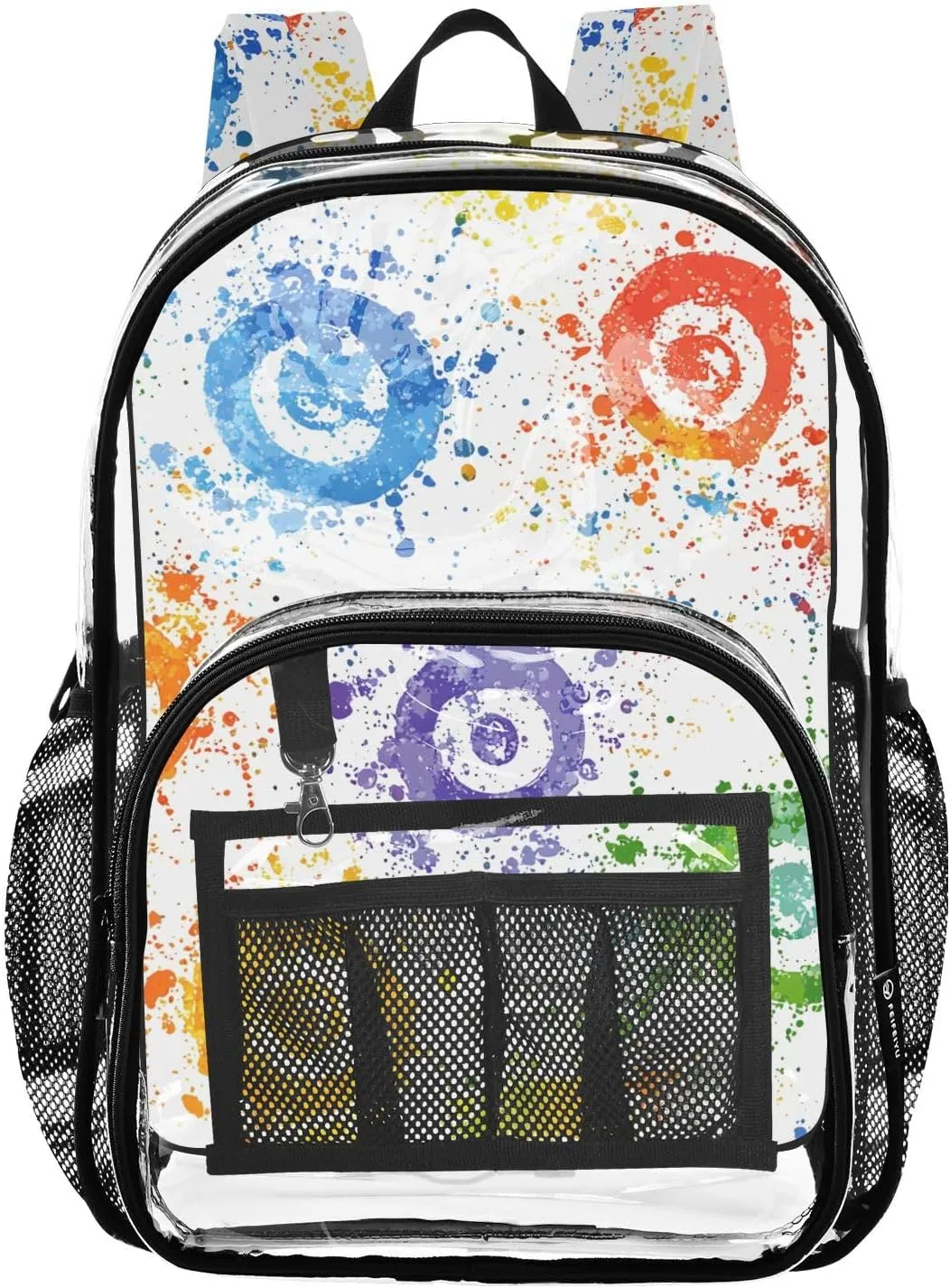 senya Transparent School Bag Colorful Circle Tie Dye Travel Backpack With Water-Resistant PVC Plastic Clear Bagpack
