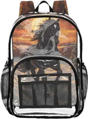 senya Transparent School Bag Dark Horse Mercedes Travel Backpack With Water-Resistant PVC Plastic Clear Bagpack