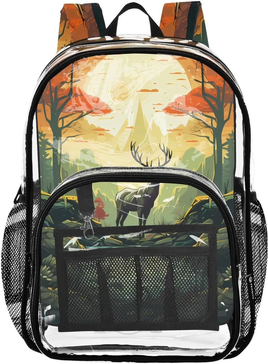 senya Transparent School Bag Deer River Sunset Travel Backpack With Water-Resistant PVC Plastic Clear Bagpack