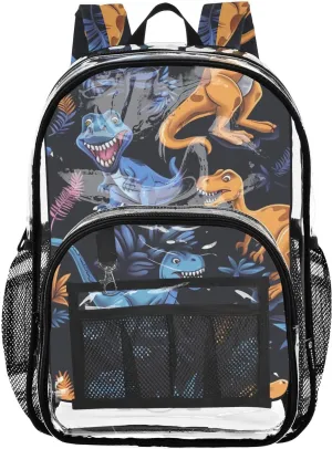 senya Transparent School Bag Dinosaurs Having Fun Travel Backpack With Water-Resistant PVC Plastic Clear Bagpack