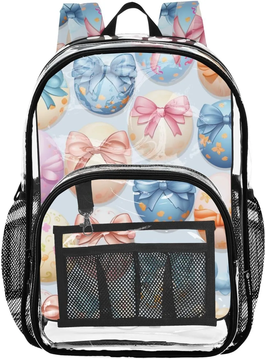 senya Transparent School Bag Easter Eggs Bow Travel Backpack With Water-Resistant PVC Plastic Clear Bagpack