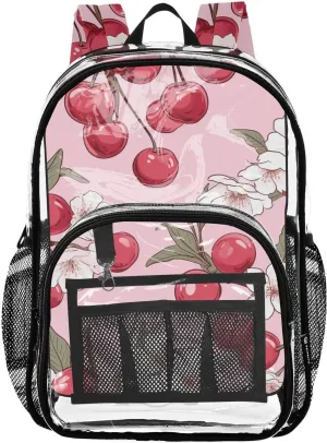 senya Transparent School Bag Fragrant Cherry Flowers Travel Backpack With Water-Resistant PVC Plastic Clear Bagpack