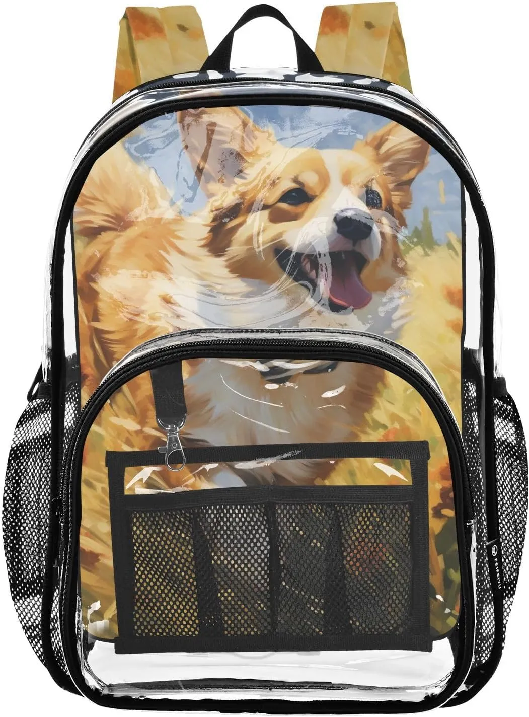 senya Transparent School Bag Free Dog in The Grass Travel Backpack With Water-Resistant PVC Plastic Clear Bagpack