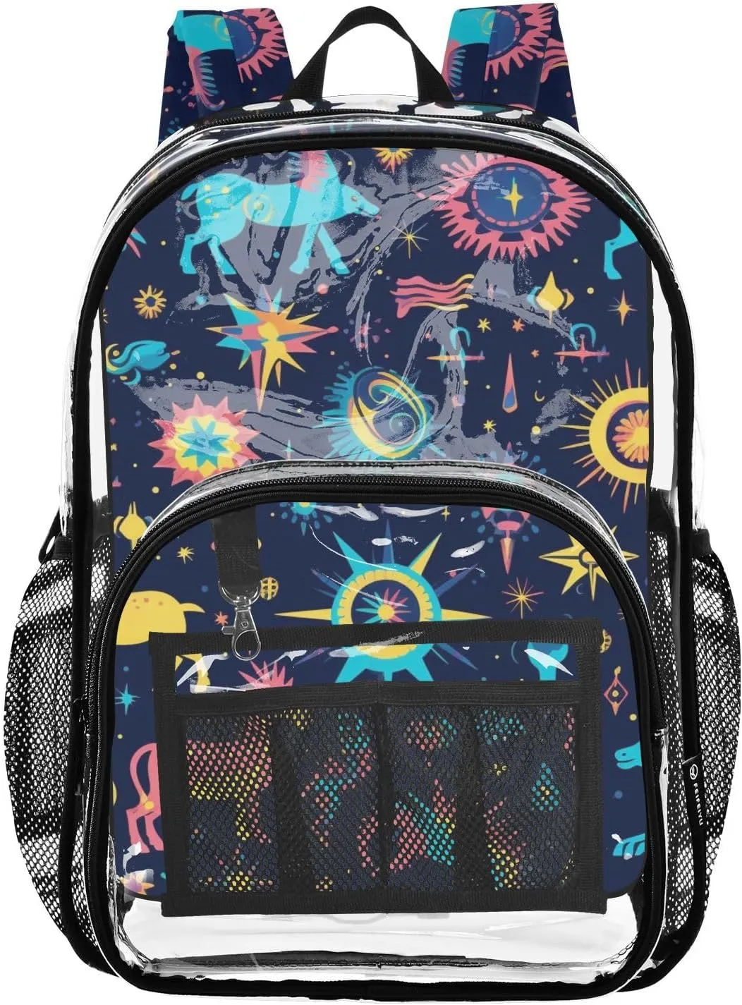 senya Transparent School Bag Gothic Cartoon Horse Sun Travel Backpack With Water-Resistant PVC Plastic Clear Bagpack