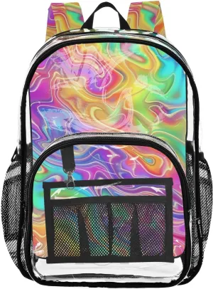 senya Transparent School Bag Gradient Laser Stripes Travel Backpack With Water-Resistant PVC Plastic Clear Bagpack