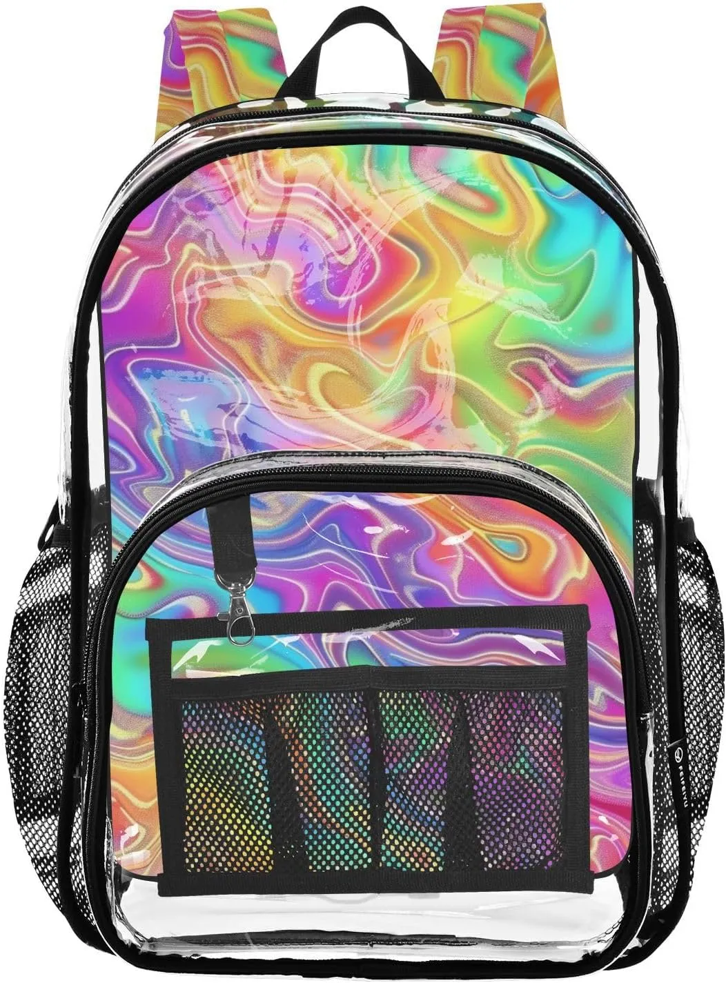 senya Transparent School Bag Gradient Laser Stripes Travel Backpack With Water-Resistant PVC Plastic Clear Bagpack