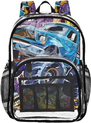 senya Transparent School Bag Grimace Monster Trucks Travel Backpack With Water-Resistant PVC Plastic Clear Bagpack