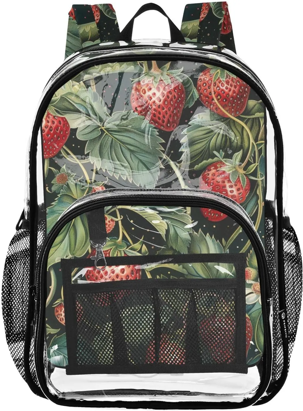 senya Transparent School Bag Huge Strawberry Fruits Travel Backpack With Water-Resistant PVC Plastic Clear Bagpack