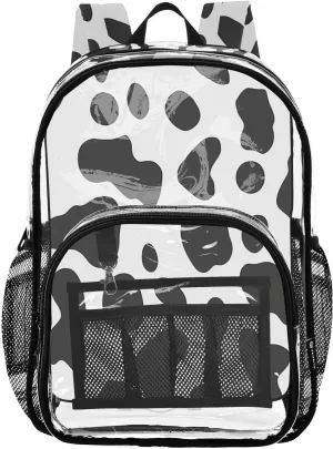 senya Transparent School Bag Irregular Cow Spots Travel Backpack With Water-Resistant PVC Plastic Clear Bagpack