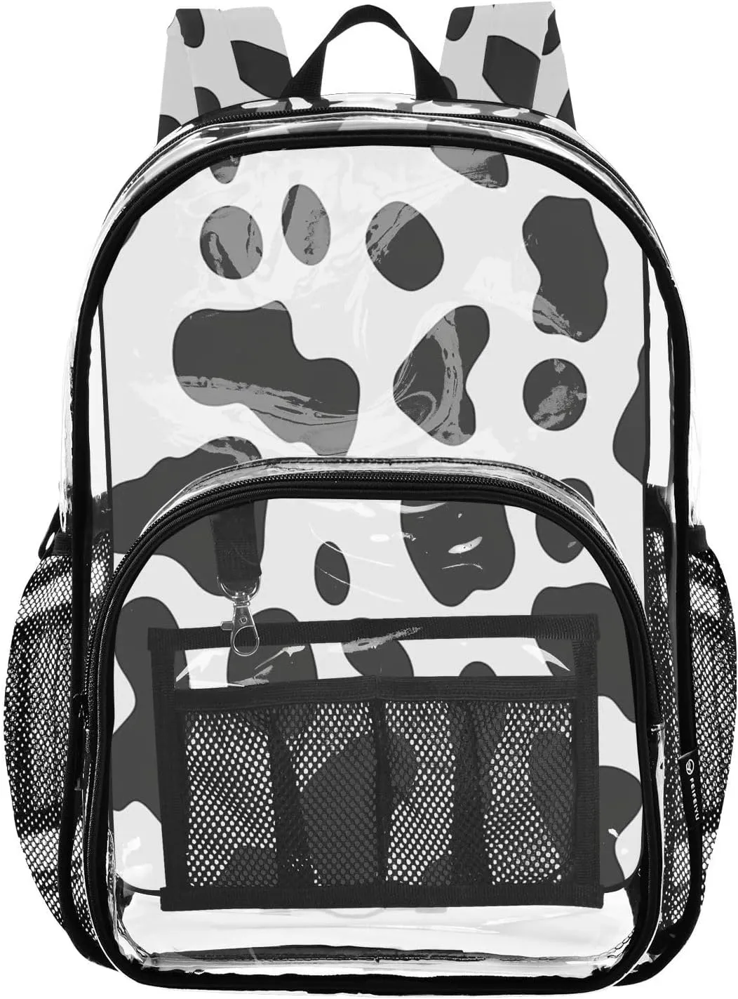 senya Transparent School Bag Irregular Cow Spots Travel Backpack With Water-Resistant PVC Plastic Clear Bagpack