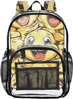 senya Transparent School Bag Laughing Yellow Duck Travel Backpack With Water-Resistant PVC Plastic Clear Bagpack