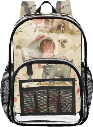 senya Transparent School Bag Long-nosed Elephants Travel Backpack With Water-Resistant PVC Plastic Clear Bagpack