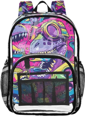 senya Transparent School Bag New Age Dinosaurs Travel Backpack With Water-Resistant PVC Plastic Clear Bagpack
