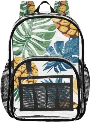 senya Transparent School Bag Pineapples Summer Orange Travel Backpack With Water-Resistant PVC Plastic Clear Bagpack