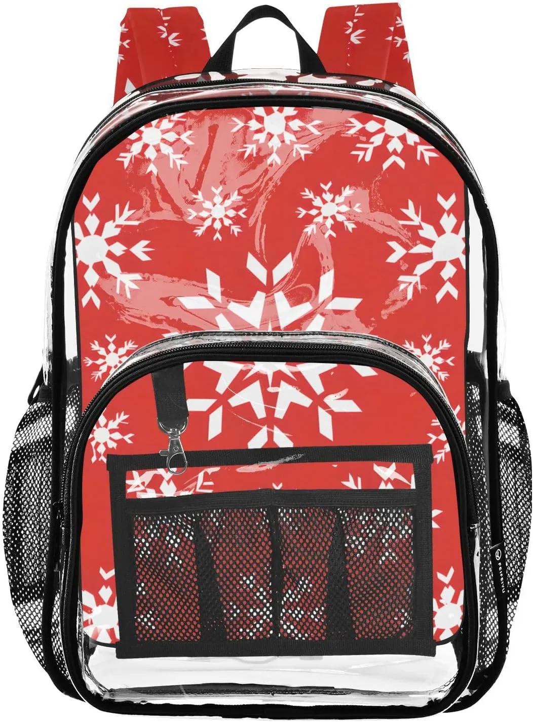 senya Transparent School Bag Rhombus Christmas Snowflake Travel Backpack With Water-Resistant PVC Plastic Clear Bagpack