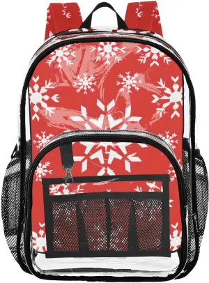 senya Transparent School Bag Rhombus Christmas Snowflake Travel Backpack With Water-Resistant PVC Plastic Clear Bagpack