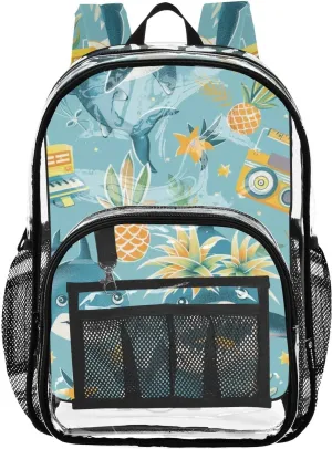 senya Transparent School Bag Shark Pineapple Stereo Travel Backpack With Water-Resistant PVC Plastic Clear Bagpack