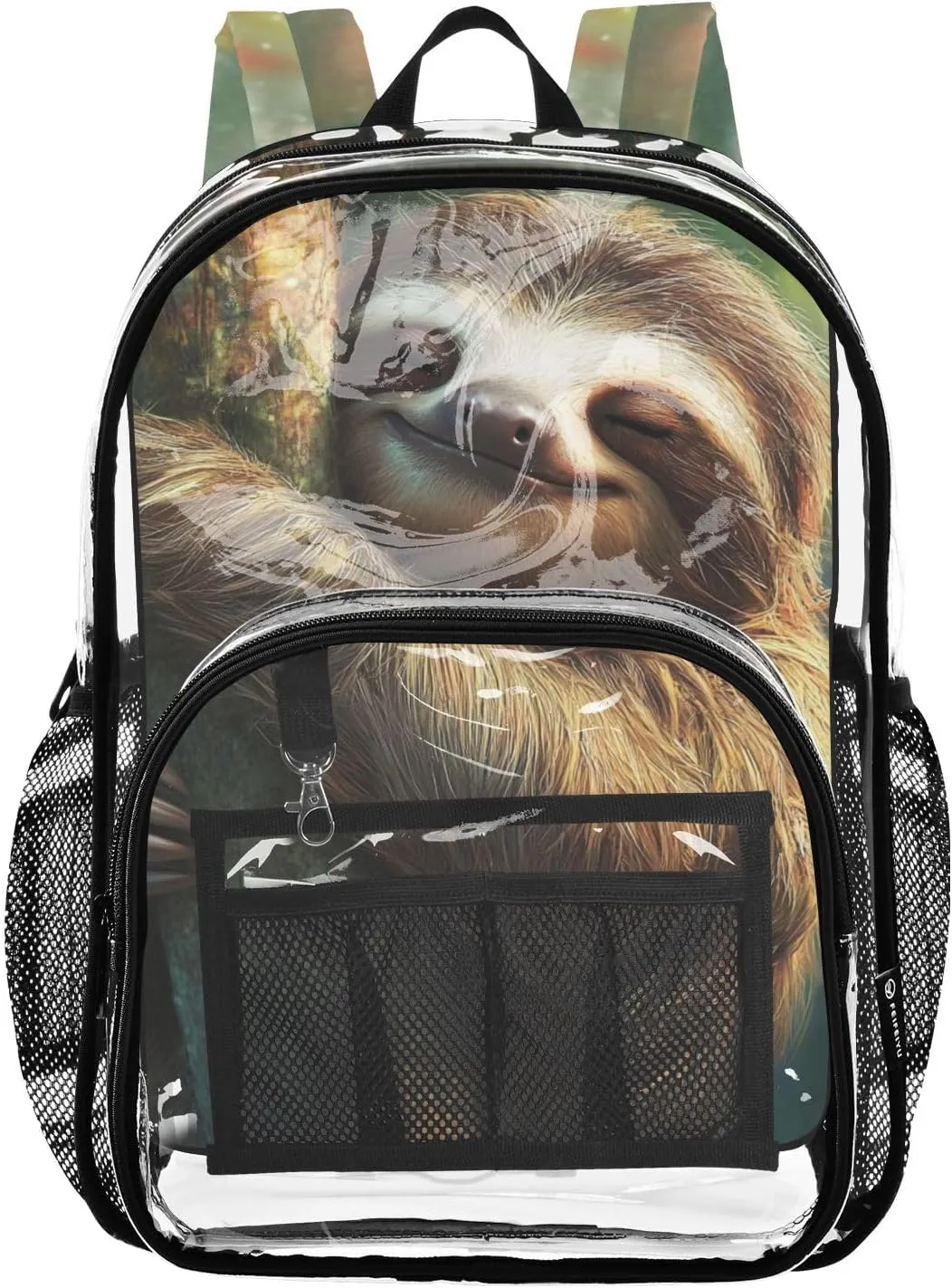 senya Transparent School Bag Sloth Hugging Tree Travel Backpack With Water-Resistant PVC Plastic Clear Bagpack