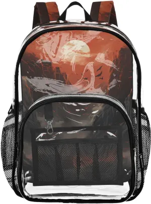 senya Transparent School Bag Towering Mountains Moonlight Travel Backpack With Water-Resistant PVC Plastic Clear Bagpack