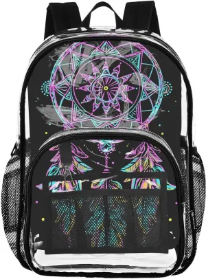 senya Transparent School Bag Triangle Dream Catcher Travel Backpack With Water-Resistant PVC Plastic Clear Bagpack