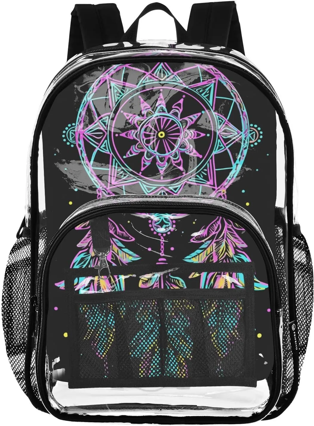 senya Transparent School Bag Triangle Dream Catcher Travel Backpack With Water-Resistant PVC Plastic Clear Bagpack