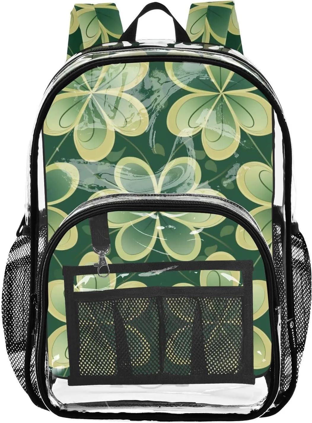senya Transparent School Bag Vitality Green Leaves Travel Backpack With Water-Resistant PVC Plastic Clear Bagpack
