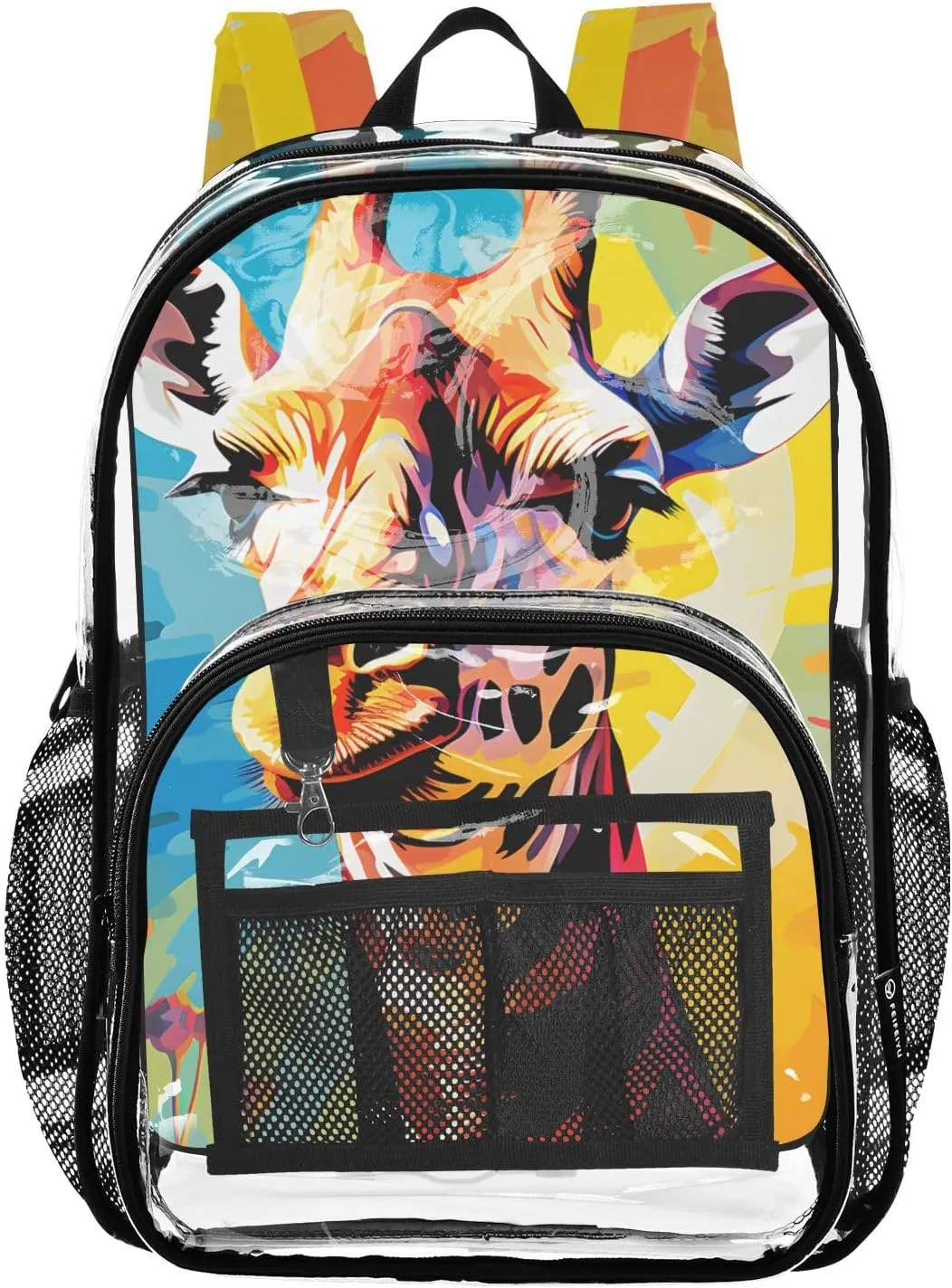 senya Transparent School Bag Watercolor Cute Giraffe Travel Backpack With Water-Resistant PVC Plastic Clear Bagpack