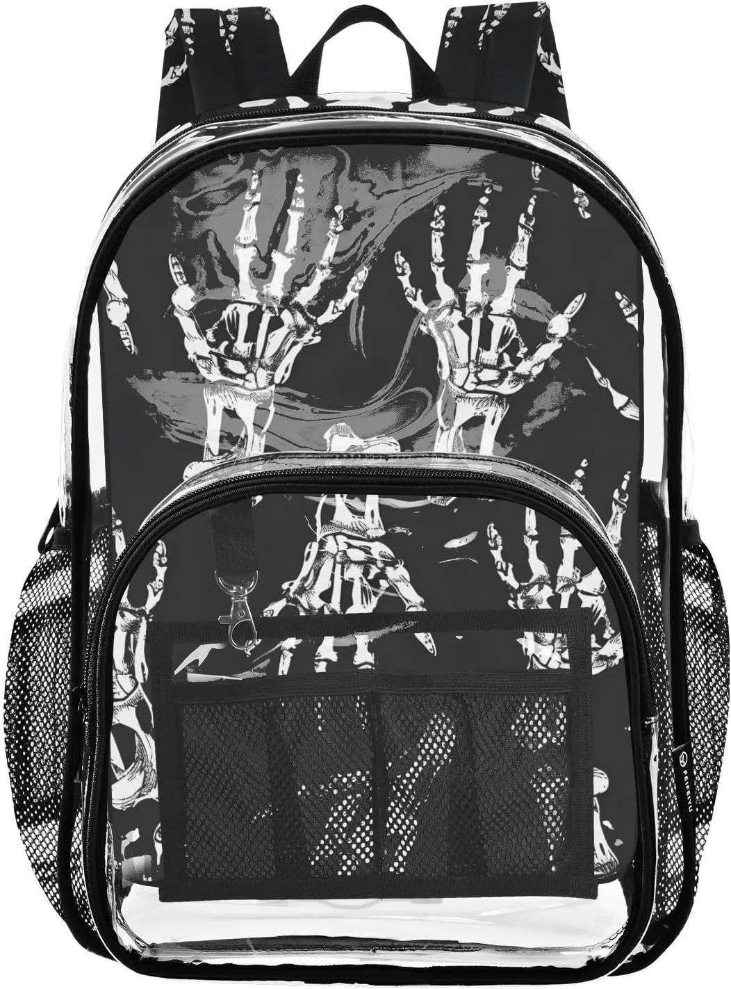 senya Transparent School Bag Weird Skeleton Hands Travel Backpack With Water-Resistant PVC Plastic Clear Bagpack