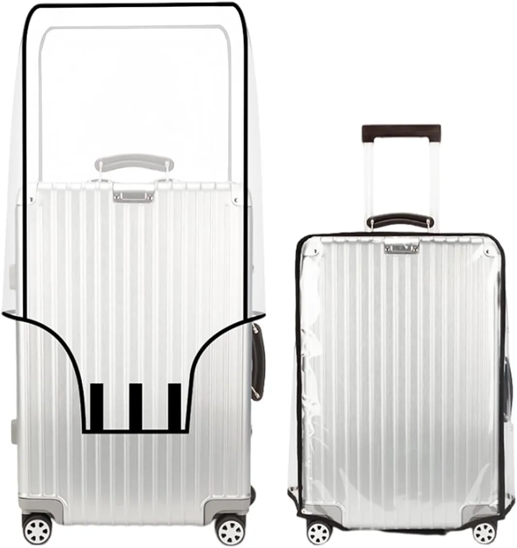 SHANPIN Clear Luggage Cover, Transparent Suitcase Protector for 24 Inch Luggage, Water Resistant, Durable PVC, Fits Medium Suitcases