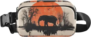 Silhouettes Of Elephant Fanny Pack Water Resistant Waist Pack Sling Bag Purse for Women Men Travel Hiking