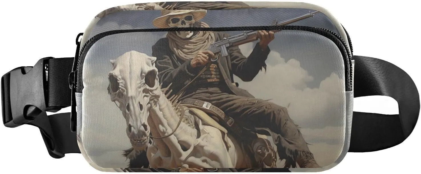 Skeleton Cowboy Fanny Pack for Travel Hiking Water Resistant Waist Pack Sling Bag Purse for Women Men