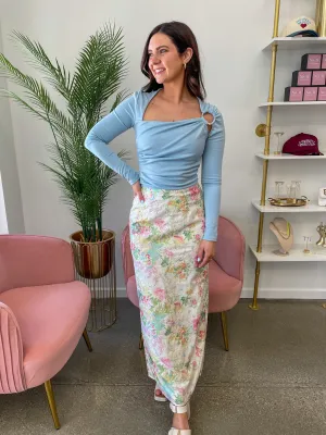 Sky Blue Asymmetrical Long Sleeve