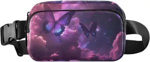 Sky Butterfly Fanny Pack Water Resistant Waist Pack Sling Bag Purse for Women Men Travel Hiking