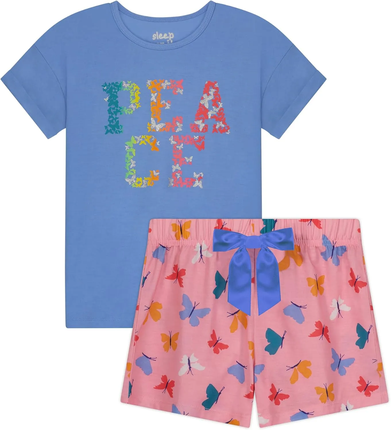 Sleep On It Girls Pajamas Short Sets 4 Piece Tank Top and Short Sleeve Summer Sleepwear for Kids (2 Full Sets)