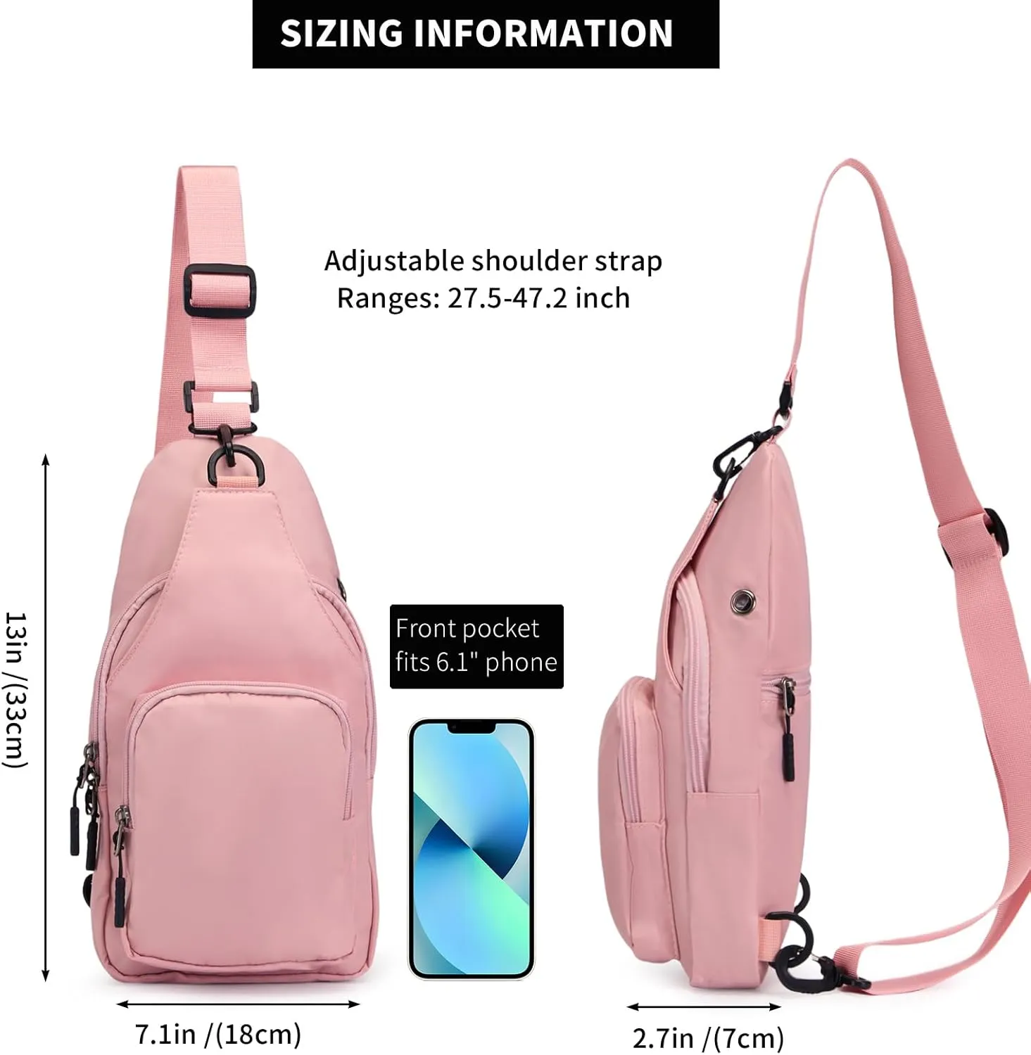 Sling Bag for Men Women, Small Crossbody Bag Trendy, Water Resistant Fanny Pack Running Phone Holder for Travel