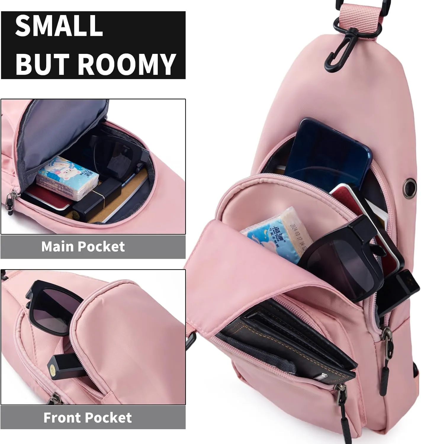 Sling Bag for Men Women, Small Crossbody Bag Trendy, Water Resistant Fanny Pack Running Phone Holder for Travel