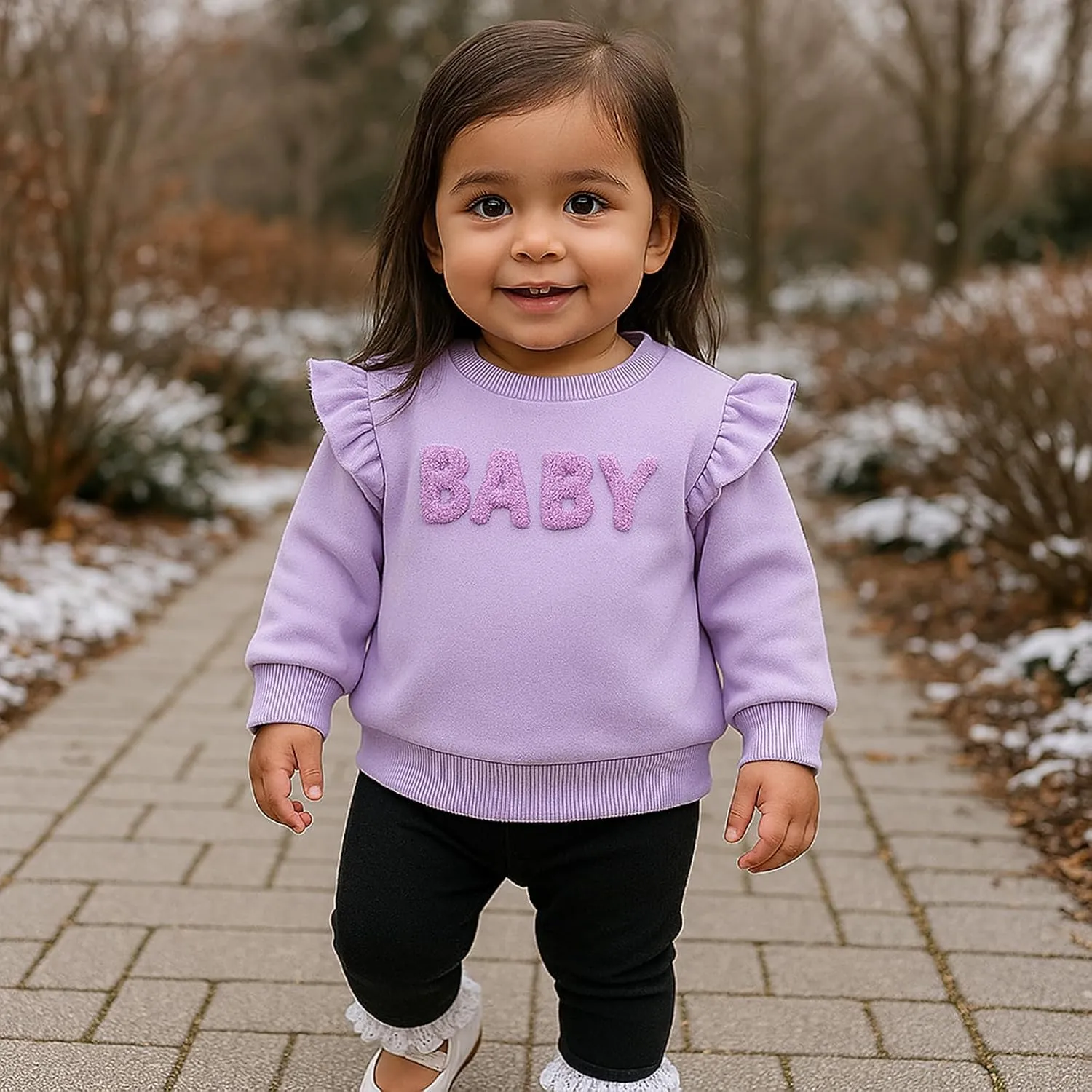 SOBOWO Toddler Baby Girl Boy Pullover Sweatshirt Fleece Letter Print Long Sleeve Crewneck Shirt Tops Warm Fall Winter Clothes