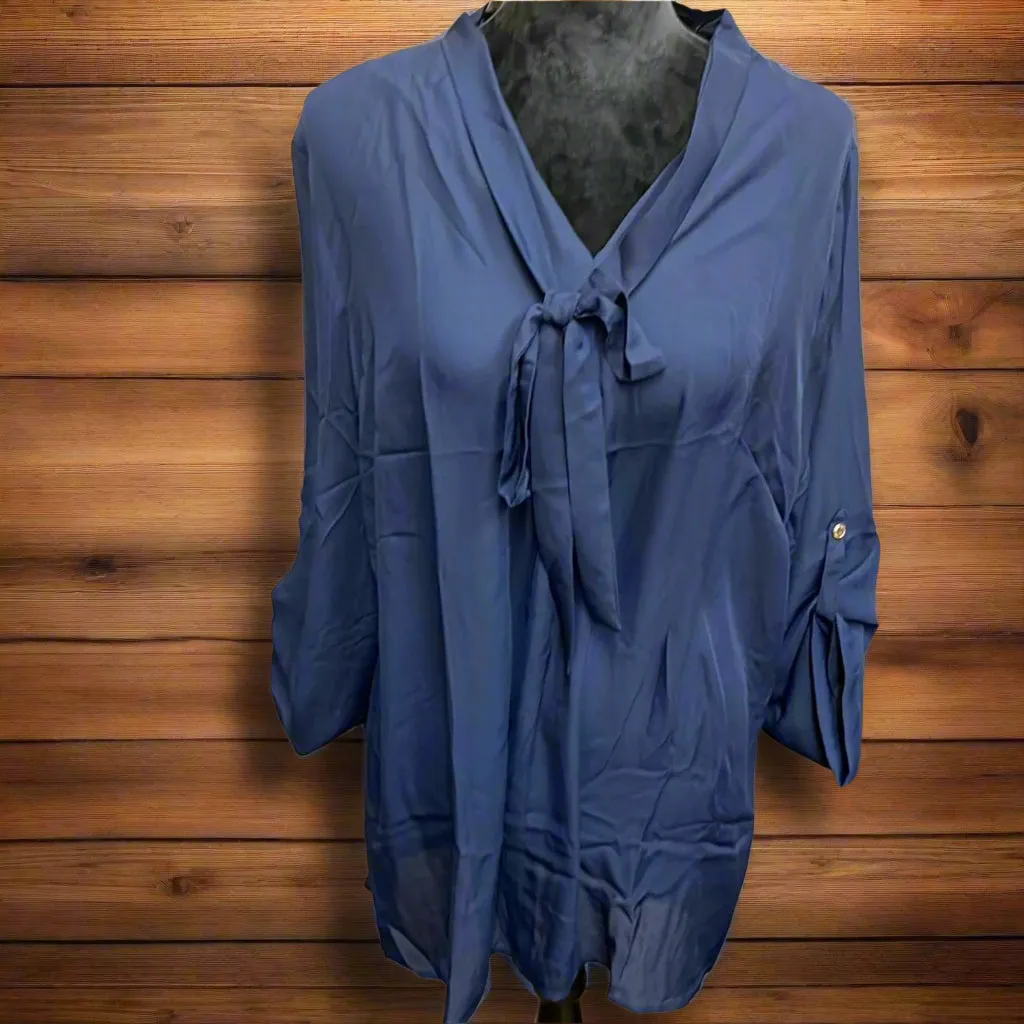 Solid Top Relaxed Fit with Tie 3/4 Sleeves