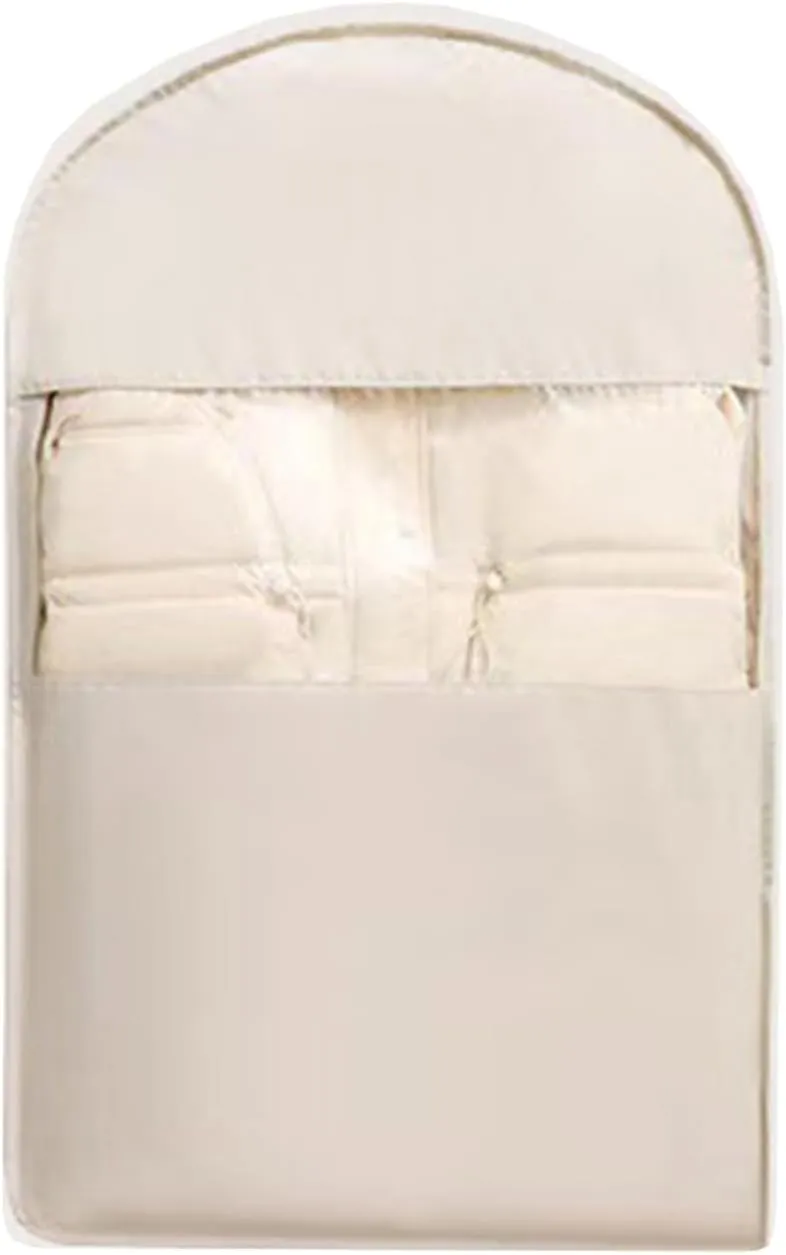 Space Saving Hanging Garment Bag with Self Compression Zipper, Garment Bags for Hanging Clothes, Multiple Sizes Space Saver Closet Organizers (Beige,Medium)