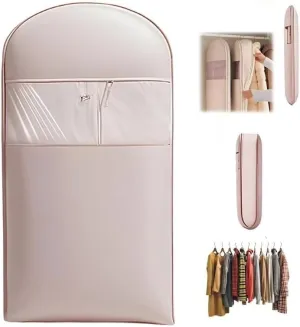 Space Saving Hanging Garment Bag With Self Compression Zipper(Medium   Large   X-Large) 3-Piece Set (Pink)