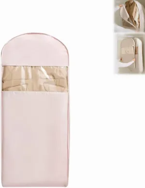 Space Saving Hanging Garment Bag with Self Compression Zipper,Space Saver Closet Organizers,Dust Cover Clothes Bag for Down Coat (Pink, L)