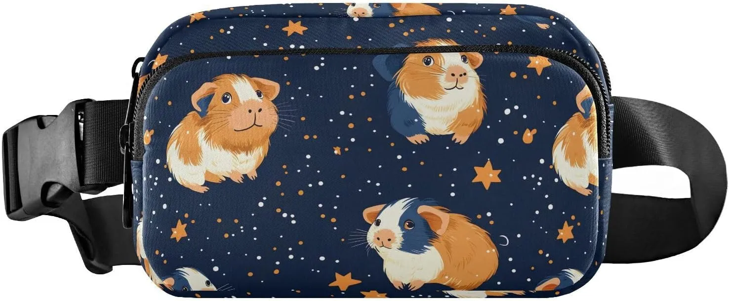Stars Guinea Pig Fanny Packs for Women Men, Water Resistant Waist Pack Sling Bag Purse for Travel Hiking