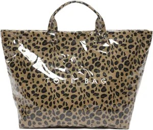 Stellaya Tote Bag, Pvc Women's Letters Print Tote Bag, Leopard Print Bag, Large Shopping Clear Hobo Handbag