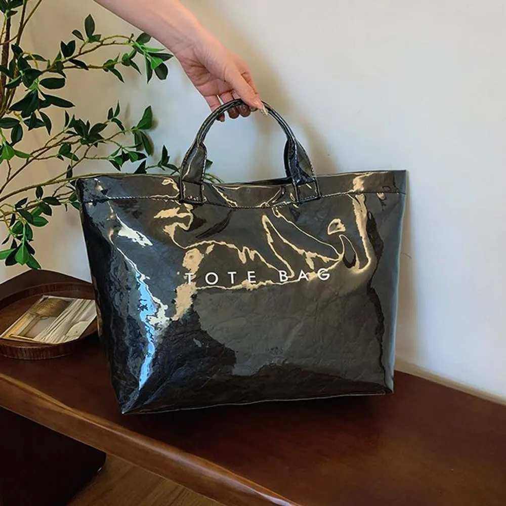 Stellaya Tote Bag, Pvc Women's Letters Print Tote Bag, Leopard Print Bag, Large Shopping Clear Hobo Handbag
