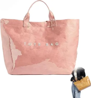 Stellaya Women Letters Print Tote Bag, Women's Pvc Kraft Paper Tote Bag, Simple Large Capacity Stellaya