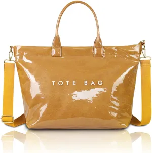 Stellaya Womens Letters Print Tote Bag, Women's PVC Kraft Paper Tote Bag, with Shoulder Strap