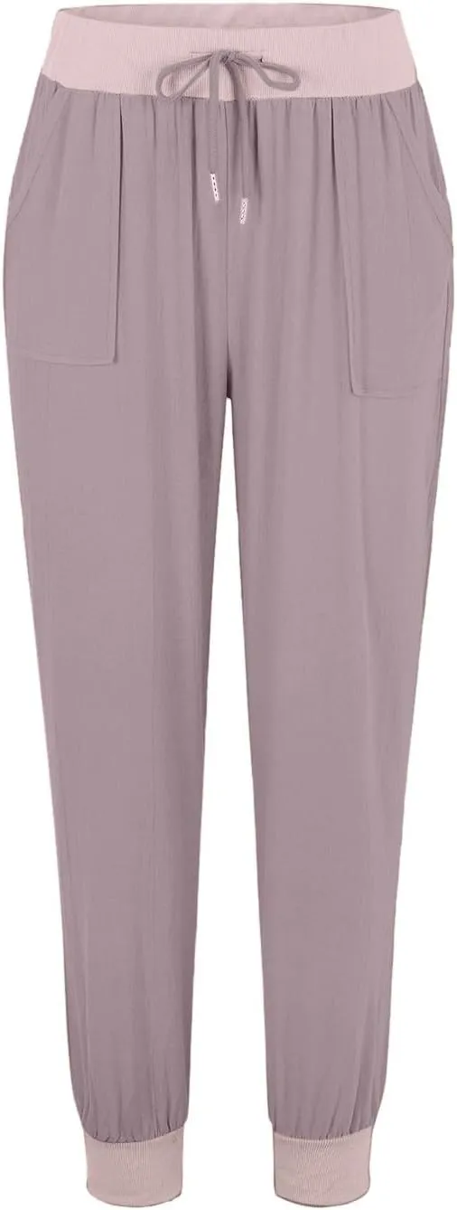 Straight Leg Cotton Linen Pants Women Lightweight Fashion Summer Casual Pants with Pockets Drawstring Loose Trousers
