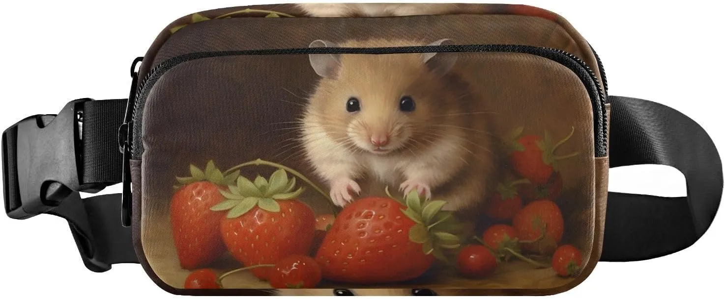 Strawberry Mouse Fanny Pack for Travel Hiking Water Resistant Waist Pack Sling Bag Purse for Women Men