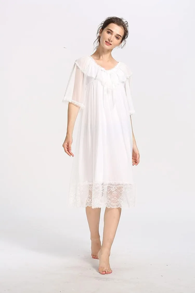 Super Soft Vintage Victorian Palace Style Nightgown Modal Viscose Rayon