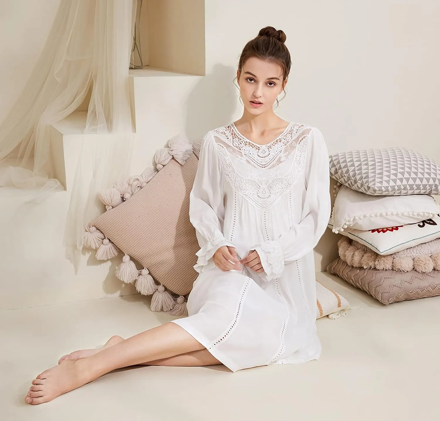 Super Soft Vintage Victorian Palace Style Nightgown Modal Viscose Rayon